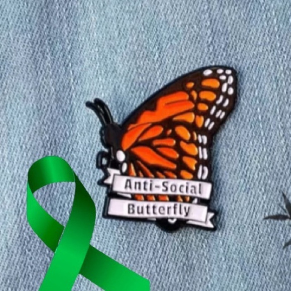Anti-social Butterfly mental health awareness pin broach